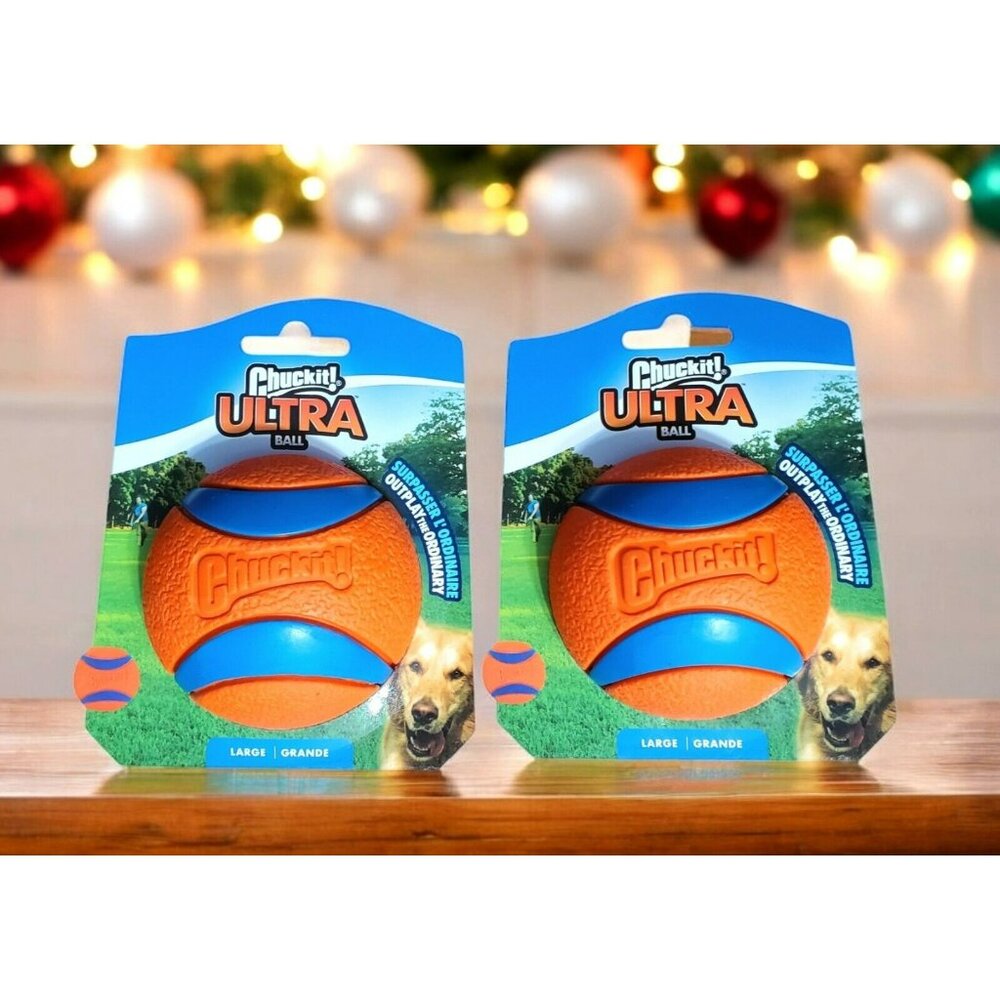 2 New Chuckit! Large Ultra Ball Dog Toy Fetch Floats Durable Rubber Chuck It 3"